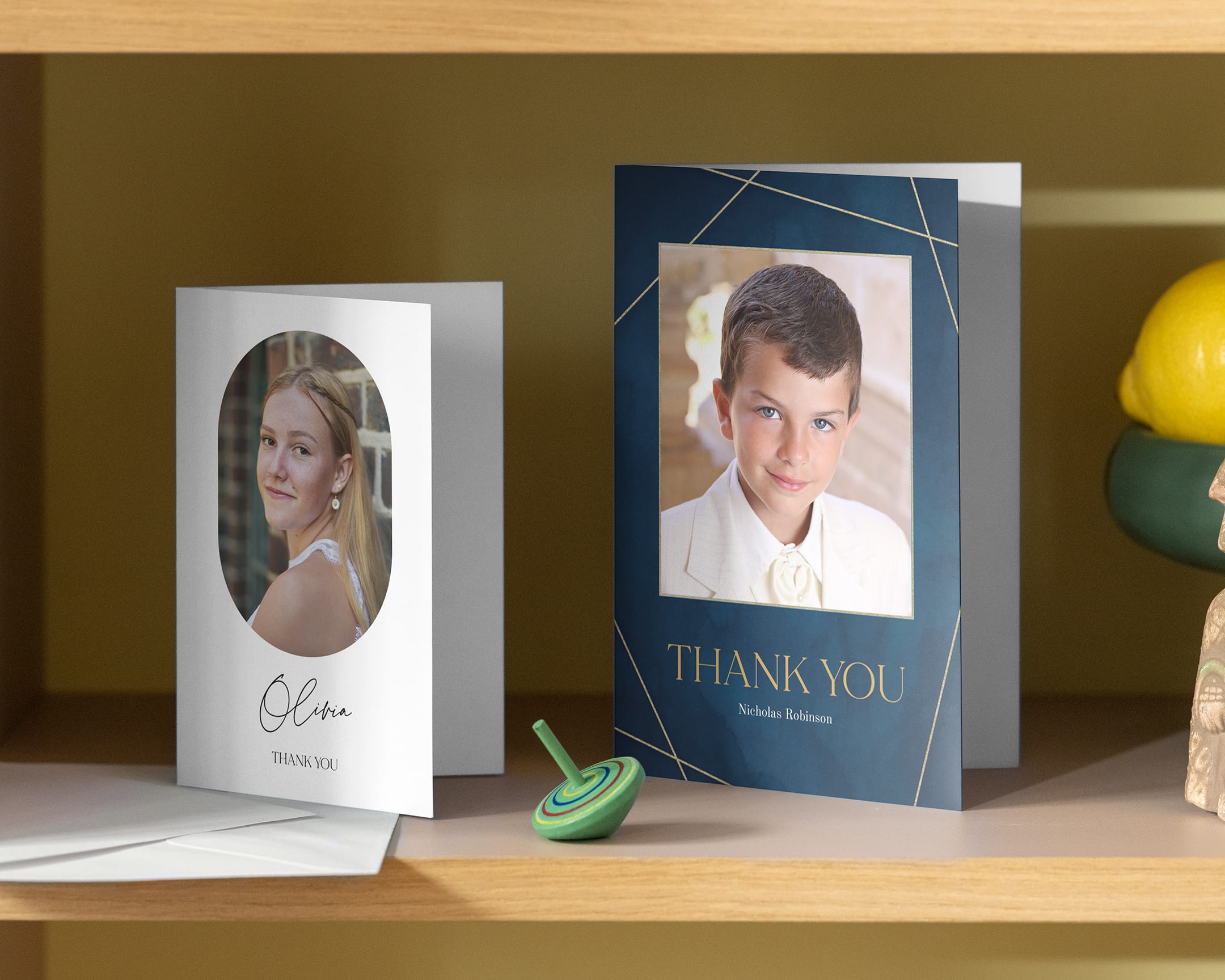 Opened card for communion with children imagery and envelopes