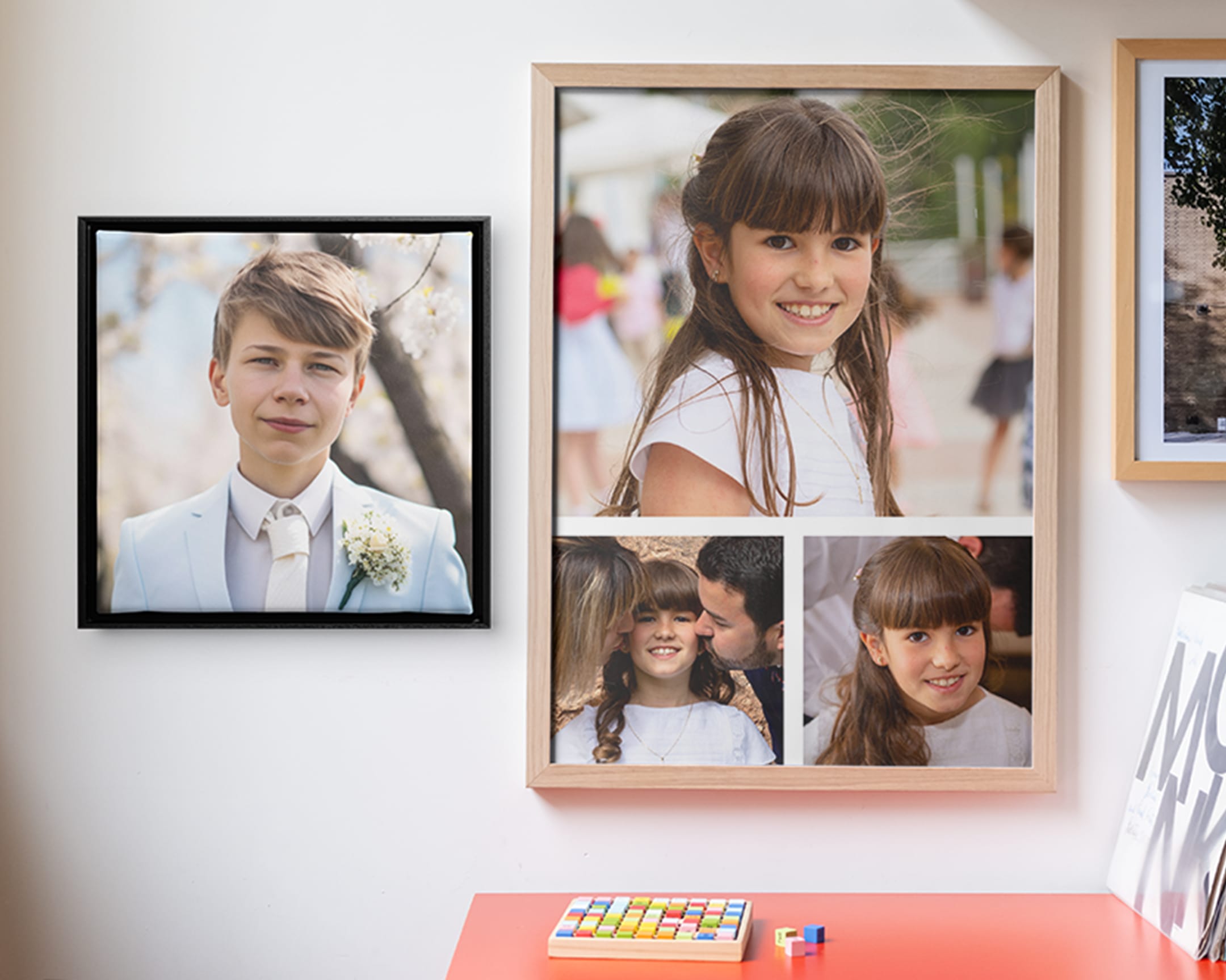 Wall art display with collage a non collage products