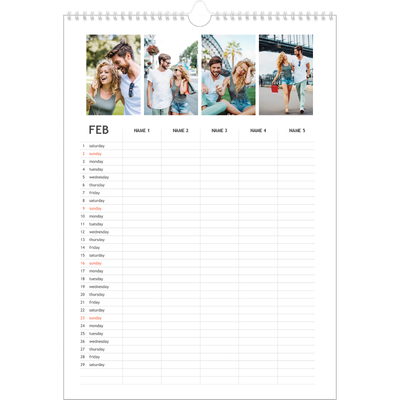 A3 Family Planner — Simple Planner - Family of 5 [February]