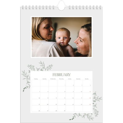 A4 Photo Calendar — Hand drawn flowers [February]