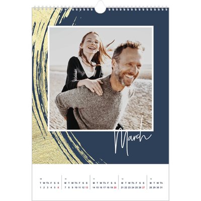 A3 photo calendars — Gold brush backgrounds [March]