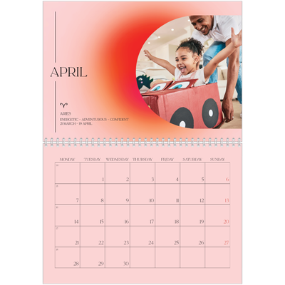 A4 Double Photo Calendar — Astrology gradients [April]