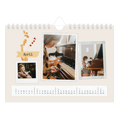 A5 Landscape Photo Calendar — Vintage scrapbooking [April]