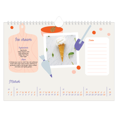 A4 Landscape Photo Calendar — Year in recipes [March]