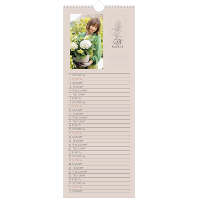 Slim Calendar  — Simple botanical [March]