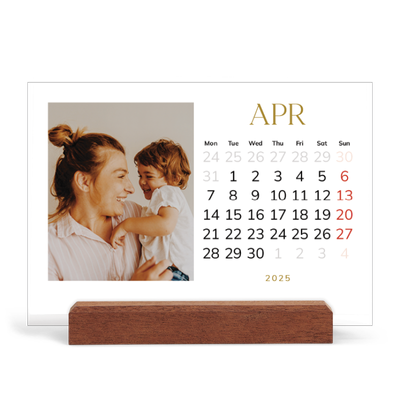 Easel Desk Calendar Landscape  — Big gold text [April]