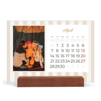 Easel Desk Calendar Landscape  — Script and stripes [April]
