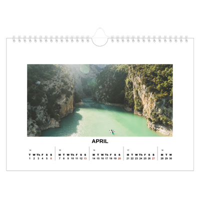 A4 Landscape Photo Calendar — Simple photo [April]