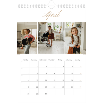 A4 Photo Calendar — Photo strip boxes [April]
