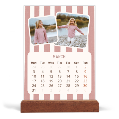 Easel Desk Calendar Portrait  — Retro patterns [March]