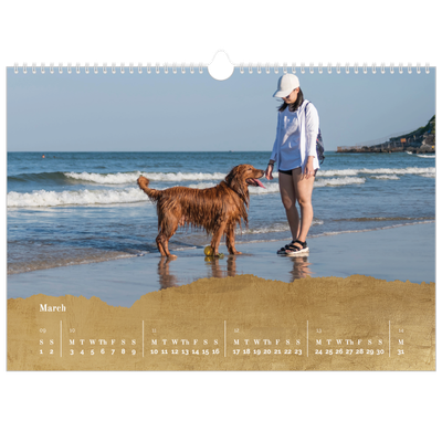 A3 Photo Calendar — Classic Gold [March]