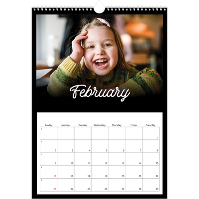 A3 photo calendars — Black minimal [February]