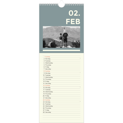 Slim Calendar  — Contemporary bold [February]