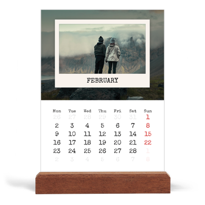 Easel Desk Calendar Portrait  — The portrait edit [February]