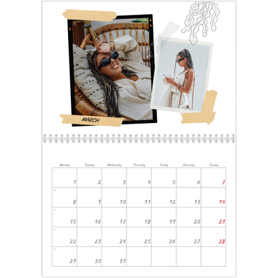 A4 Double Photo Calendar — Scrapbook flair [March]