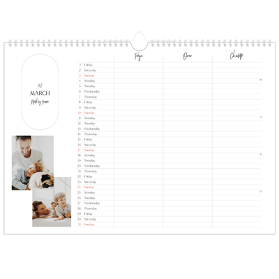 Family Planners A3 Landscape — Making plans Planner - Family of 3 [March]