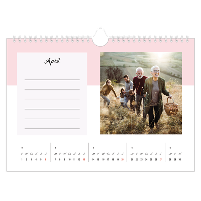 A4 Landscape Photo Calendar — List Calendar [April]