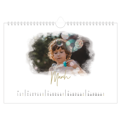A4 Landscape Photo Calendar — Photo effects [March]