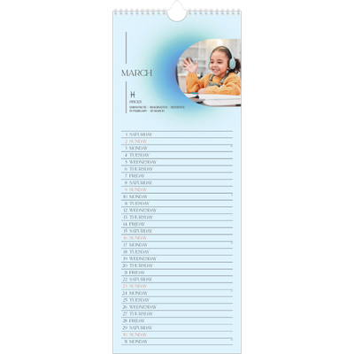 Slim Calendar  — Astrology gradients [March]