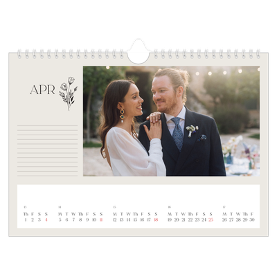 A4 Landscape Photo Calendar — Initials in bloom [April]