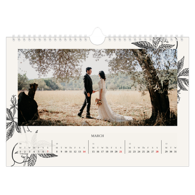 A4 Landscape Photo Calendar — Ink & ivy [March]
