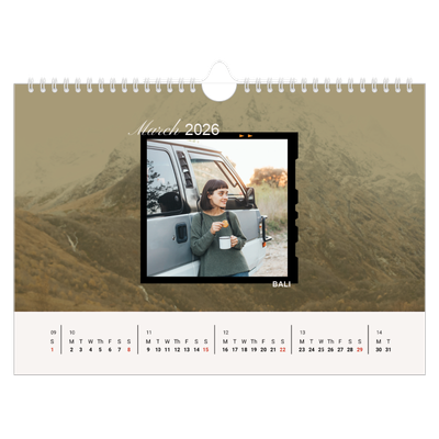 A4 Landscape Photo Calendar — Adventure wanderlust [March]