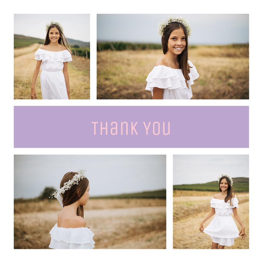 Thank you cards — Lilac name block