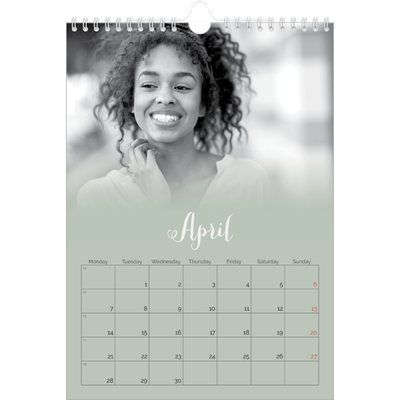A4 Photo Calendar — Misty green [April]
