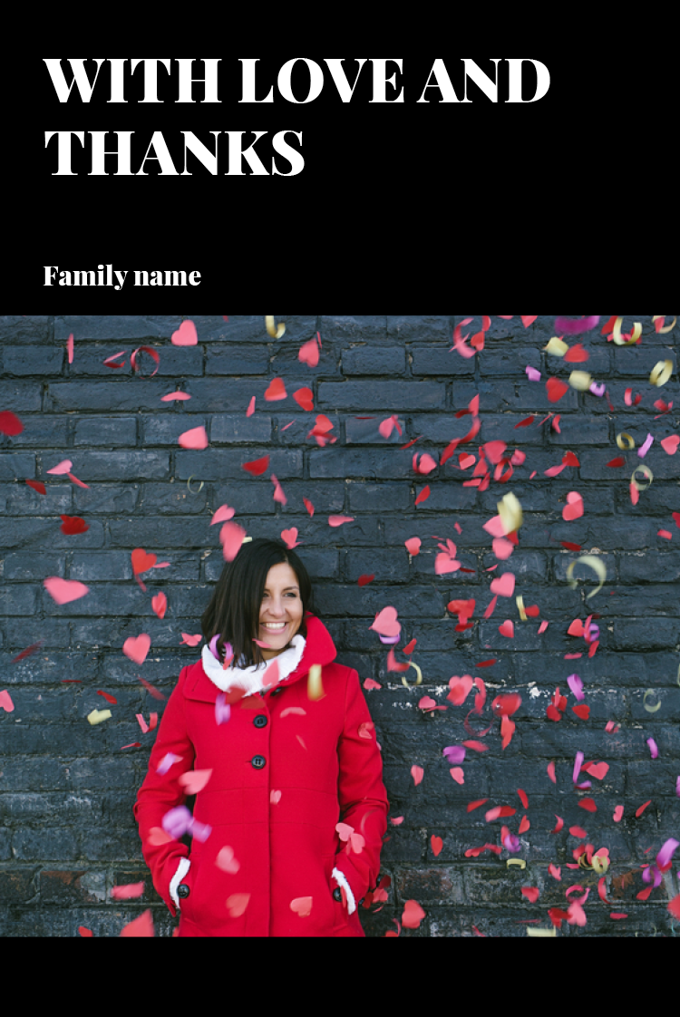 Thank you cards — Black header