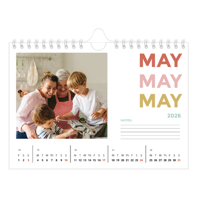 A5 Landscape Photo Calendar — Colourful type [cover]