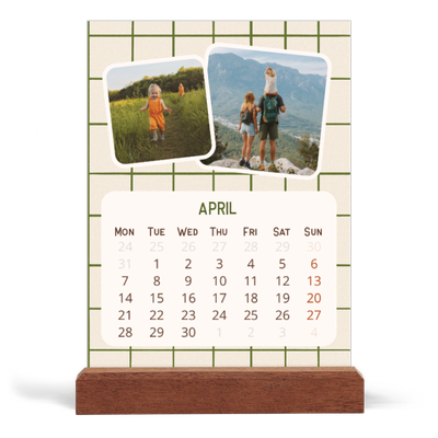 Easel Desk Calendar Portrait  — Retro patterns [April]