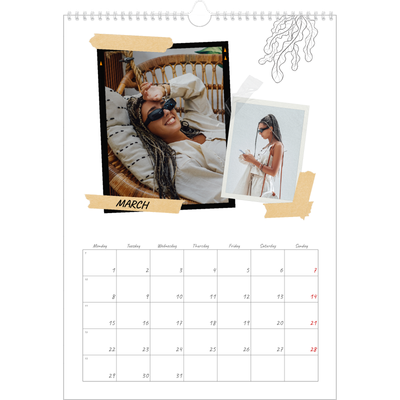 A3 photo calendars — Scrapbook flair [March]