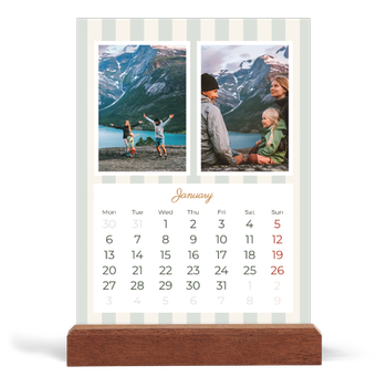 Easel Desk Calendar Portrait — Script and stripes