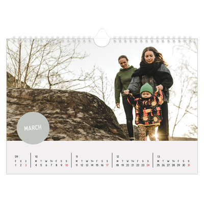 A4 Landscape Photo Calendar — Photo sticker [March]