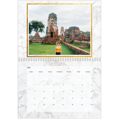 A4 Double Photo Calendar — Gold frame marble [cover]