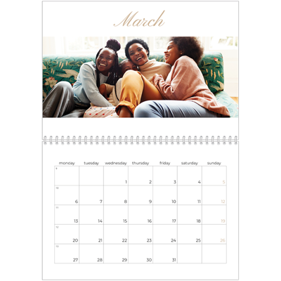 A4 Double Photo Calendar — Photo strip boxes [March]