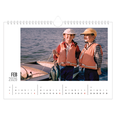 A4 Landscape Photo Calendar — Abbreviated text [February]