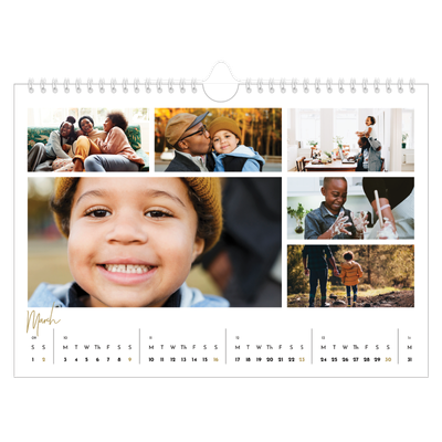 A4 Landscape Photo Calendar — Scribble text [March]