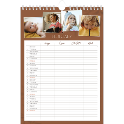 A4 Family Planner — Down to earth Planner - Family of 4 [February]