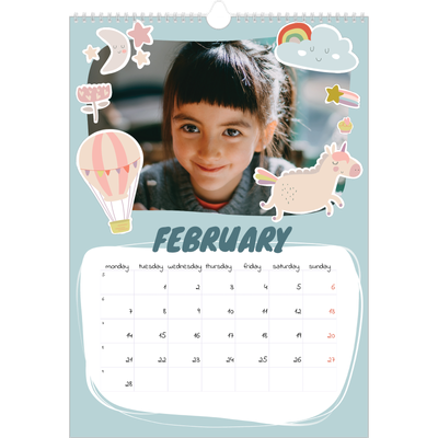 A3 photo calendars — Rainbow unicorn [February]