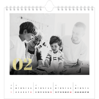 Square calendars  — Large glitter numbers [February]