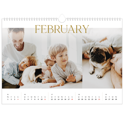 A3 Photo Calendar — Big gold text [February]