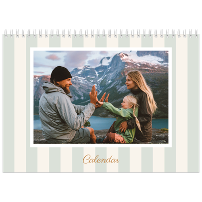 A4 Double Photo Calendar — Script and stripes [cover]