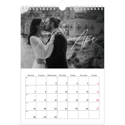 A4 Photo Calendar — Elegant script [April]
