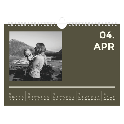 A4 Landscape Photo Calendar — Contemporary bold [April]