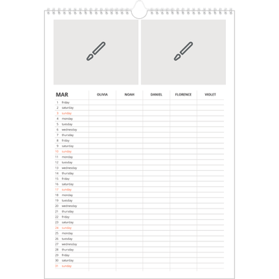 A3 Family Planner — Design your own product - Family of 5 [March]