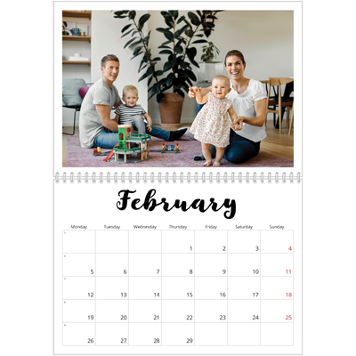 A4 Double Photo Calendar — Handwritten [February]