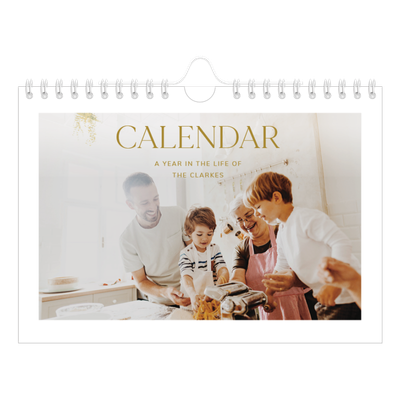 A5 Landscape Photo Calendar — Big gold text [cover]