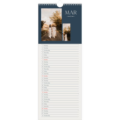 Slim Calendar  — Slate and serifs [March]