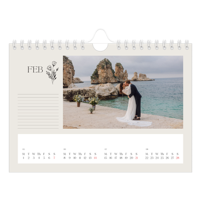 A5 Landscape Photo Calendar — Initials in bloom [February]